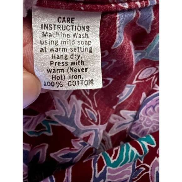 Go Barefoot Mens Vintage Reverse Print Red Pullover Hawaiian Shirt Large Pocket - Picture 9 of 10